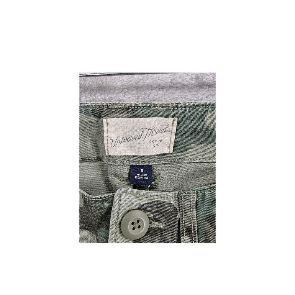 Cargo Pants Womens 0 Green Camo Utility Straight Leg Stretch Universal Threads - Picture 13 of 16